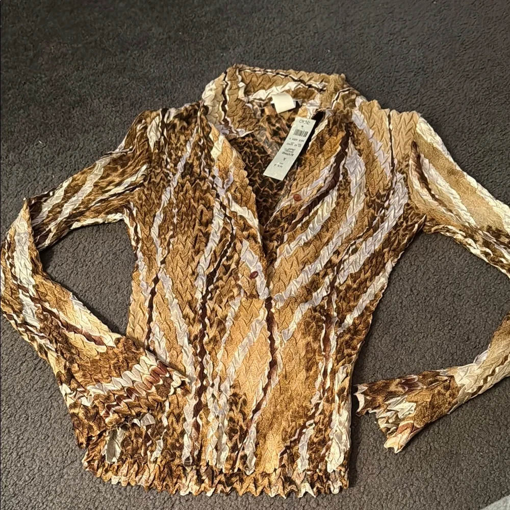 Brown and Cream Women's Top - Picture 1 of 4